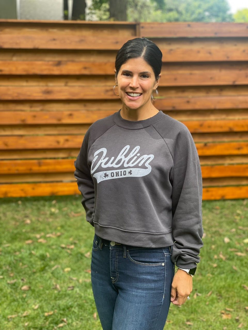 Dublin Script Charcoal Crop Sweatshirt