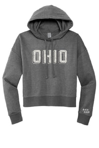 Ohio Block Crop Dark Grey Hoodie | Adult