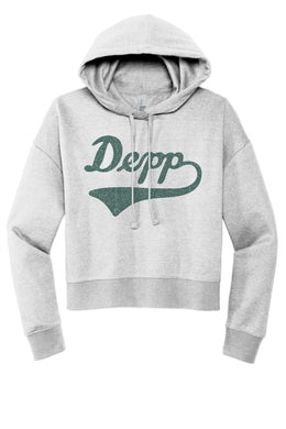 Depp Script Crop Hoodie | Navy