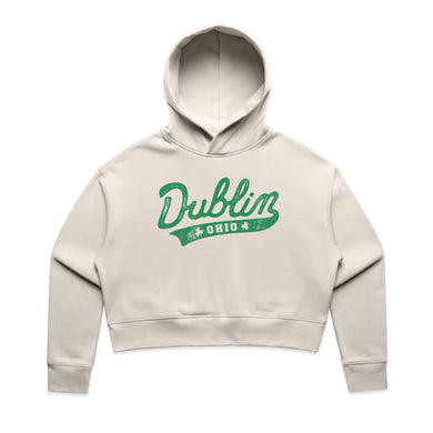 Dublin Script Cream Crop Hoodie | Adult