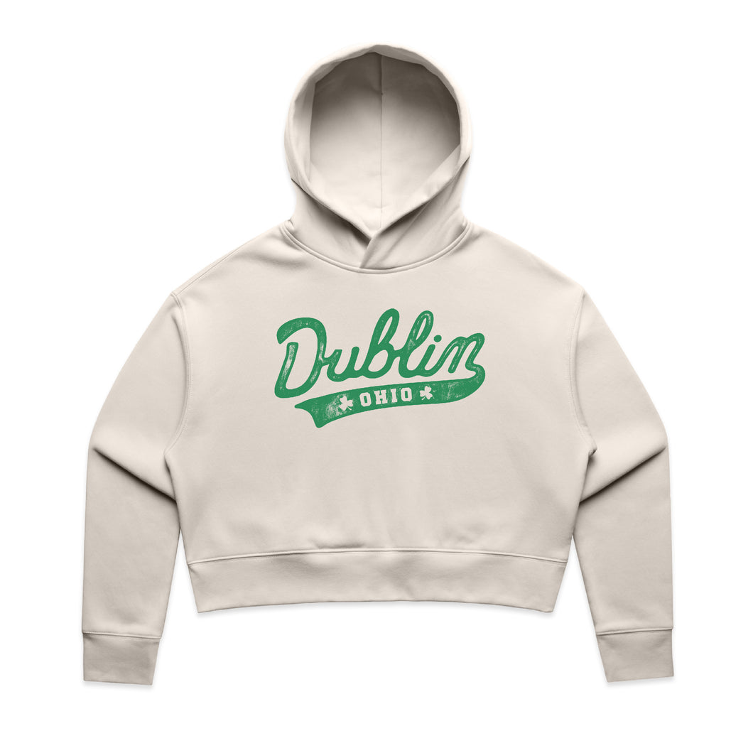 Dublin Script Cream Crop Hoodie | Adult