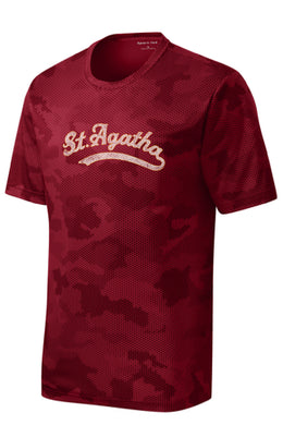 St. Agatha Script Camo Performance Tee | ADULT