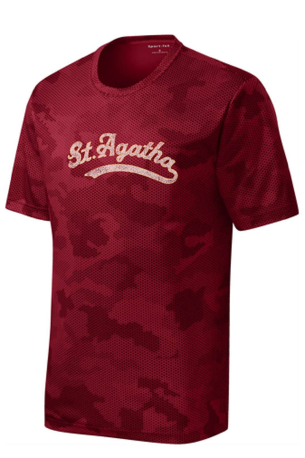 St. Agatha Script Camo Performance Tee | ADULT