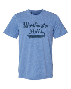 Worthington Hills Script Adidas Dri-Fit Blue tee | ADULT