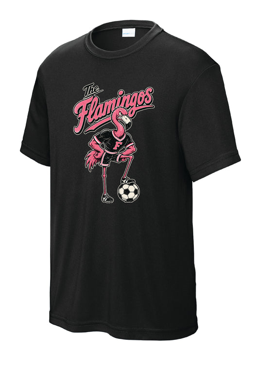 The Flamingos youth and men's black performance tee