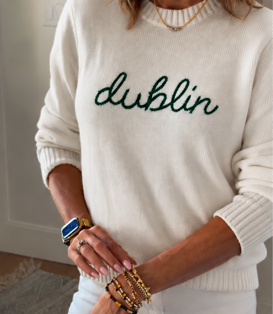 Women's Hand-Stitched Script Dublin Sweater