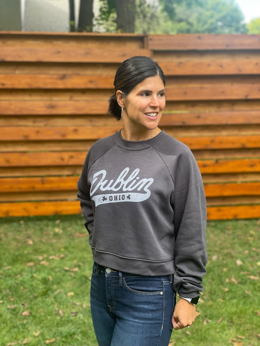 Dublin Script Charcoal Crop Sweatshirt