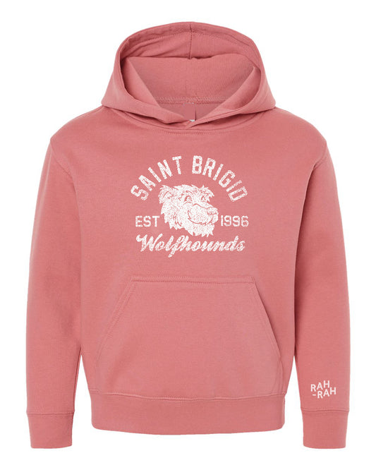 St. Brigid Wolfhound Head Mauve Hoodie | Youth