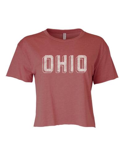 Ohio Block Crop Tee Red | Adult