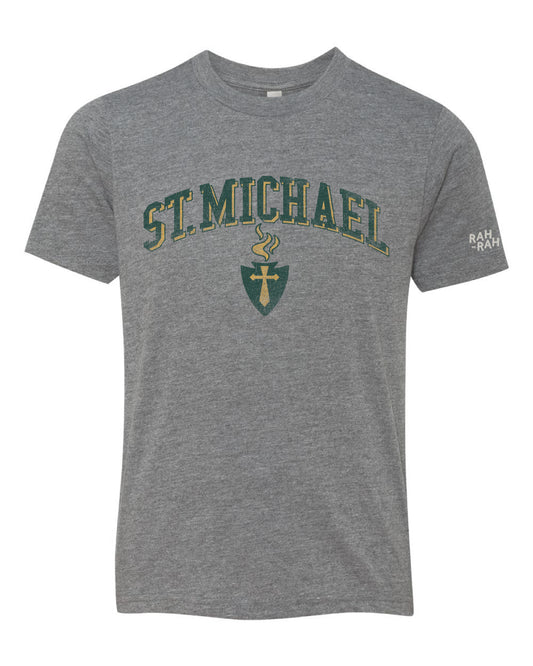 St. Michael Block Arch Grey Tee | Youth