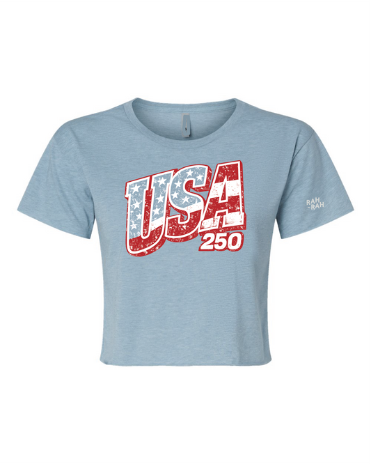 USA 250 Women's Crop Tee | Dusty Blue