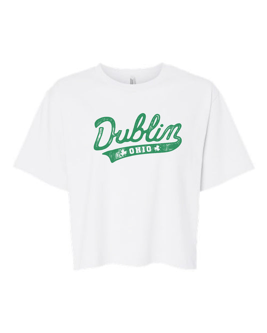 Dublin Script White Women's Boxy Tee