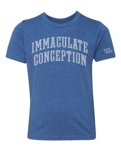 Block Immaculate Conception Youth Blue Tee