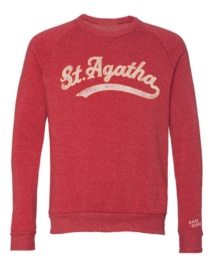 St. Agatha Script Unisex Red Crewneck | ADULT