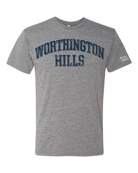 Worthington Hills Block Navy on Grey Tee | ADULT
