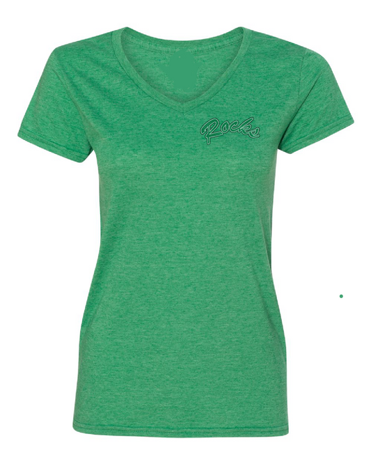 Rocks Women's V-neck | Heather Green